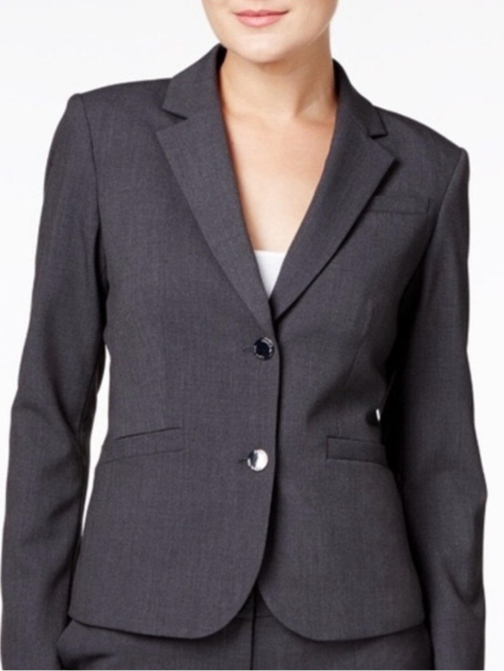 NWOT Petite Calvin Klein Tailored Charcoal Gray Pencil Skirt Suit - Picture 2 of 12